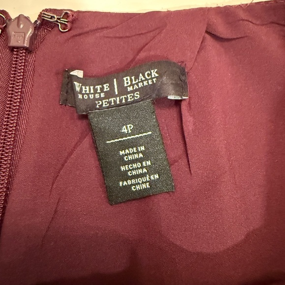 White House Black Market Burgundy Pencil Skirt w/ moto open front blazer 4P - Picture 4 of 13